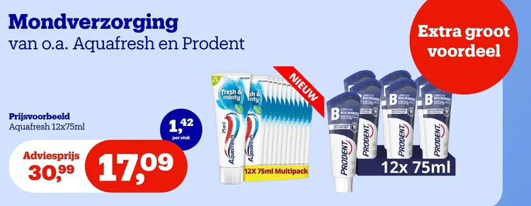 Aanbieding: Mondverzorging van o.a. Aquafresh en Prodent