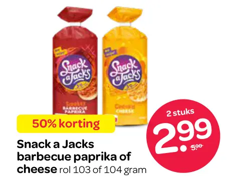 Aanbieding: Snack a Jacks barbecue paprika of cheese