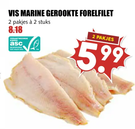 Aanbieding: Vis marine gerookte forelfilet