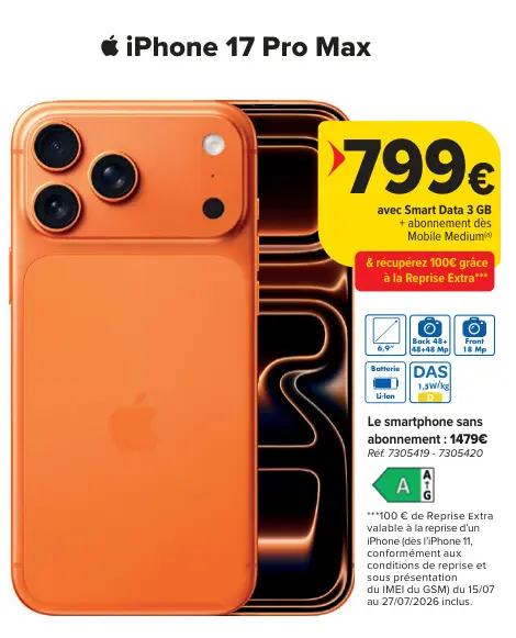 Offre: iPhone 17 Pro Max