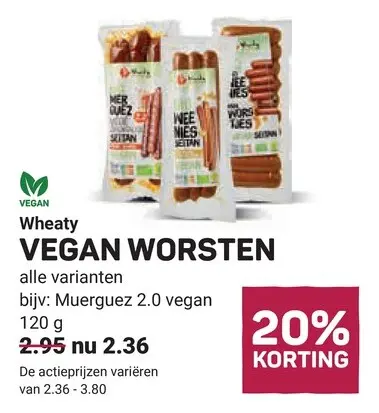 Aanbieding: Wheaty VEGAN WORSTEN