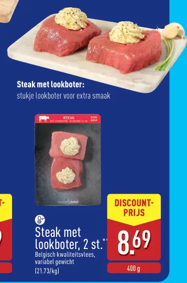 Promotie: Steak met lookboter