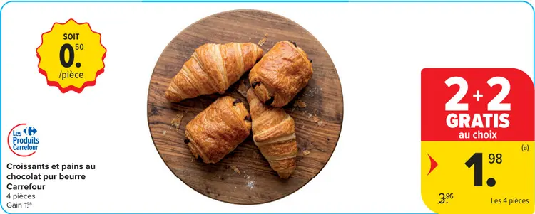 Offre: Croissants et pains au chocolat pur beurre
