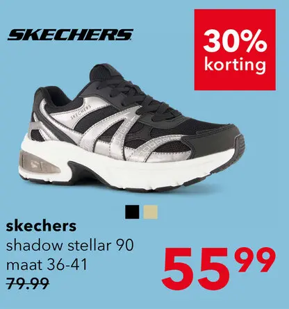 Aanbieding: Skechers Shadow Stellar 90 dames sneakers zwart zilver