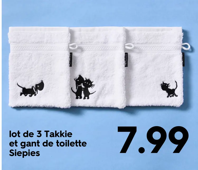 Offre: Takkie et gant de toilette Siepies