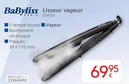 Offre: BaByliss Lisseur vapeur