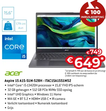 Aanbieding: Aspire 15 A15-51M-528H-ITAC15A1551M52