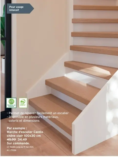 Offre: Marche d'escalier CanDo chêne clair 100x30 cm