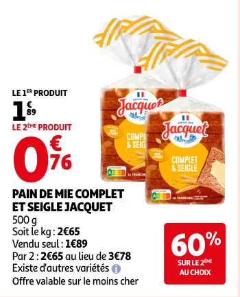 Offre: Pain de mie complet et seigle