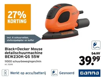 Aanbieding: Black+Decker Mouse detailschuurmachine BEW230