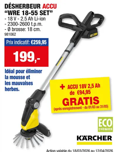 Offre: WRE 18-55 outil de désherbage sans fil 18V Li-Ion + chargeur