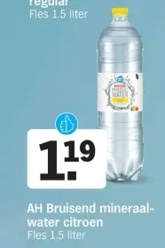 Aanbieding: AH Bruisend mineraalwater citroen