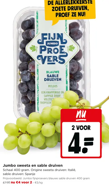 Promotie: Jumbo sweeta en sable druiven