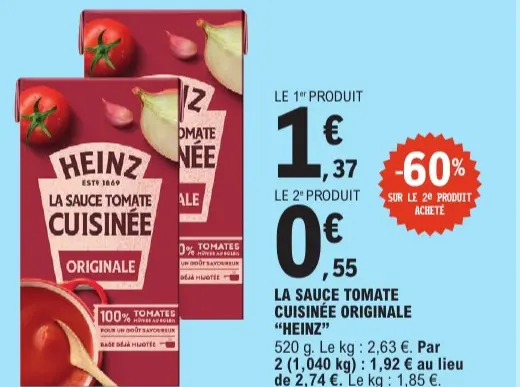 Offre: La sauce tomate cuisinée originale