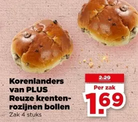 Aanbieding: Reuze krenten-rozijnen bollen