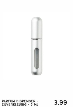 Aanbieding: Parfum dispenser - zilverkleurig - 5 ml
