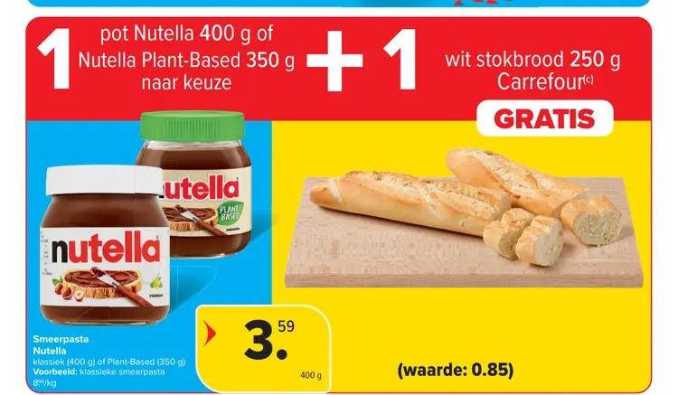 Promotie: Smeerpasta met gratis wit stokbrood