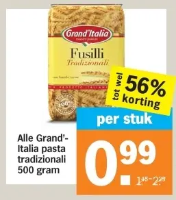 Aanbieding: Alle Grand'Italia pasta tradizionali 500 gram