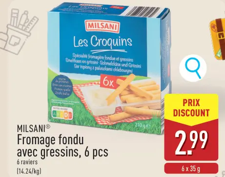 Offre: Les Croquins Fromage fondu avec gressins