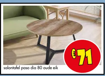 Aanbieding: salontafel paso dia 80 oude eik