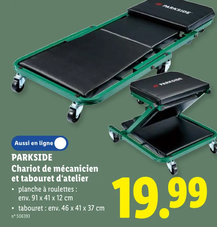 Offre: Chariot de mécanicien et tabouret d'atelier