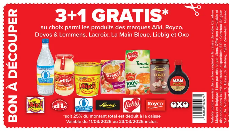 Offre: 3+1 GRATIS* au choix parmi les produits des m