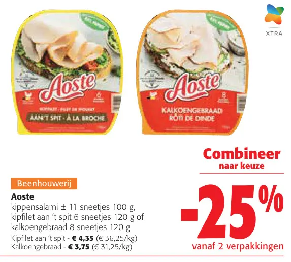 Aanbieding: Aoste kipfilet aan 't spit of kalkoengebraad
