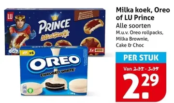 Aanbieding: Milka koek, Oreo of LU Prince