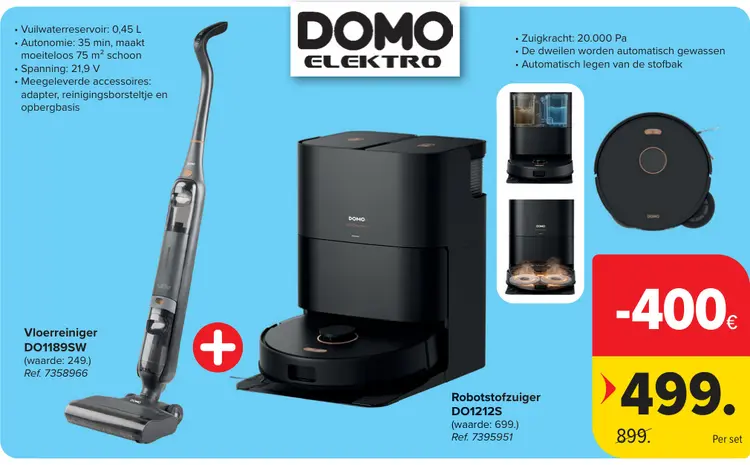 Promotie: Domo Vloerreiniger DO1189SW + Robotstofzuiger DO1212S