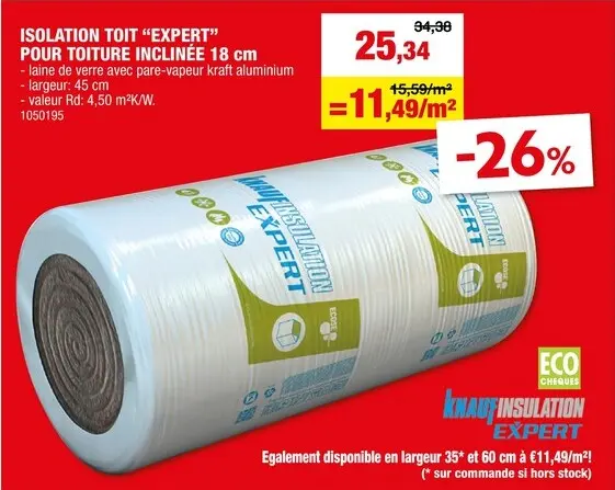 Offre: Isolation toit Expert pour toiture inclinée