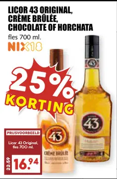 Aanbieding: LICOR 43 ORIGINAL, CRÈME BRÛLÉE, CHOCOLATE OF