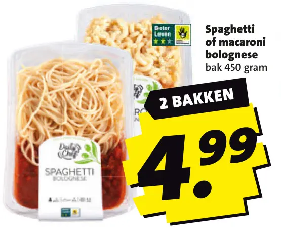 Aanbieding: Spaghetti of macaroni bolognese