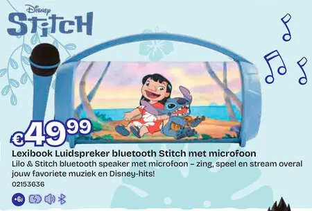 Promotie: Lexibook Luidspreker bluetooth Stitch met microfoon