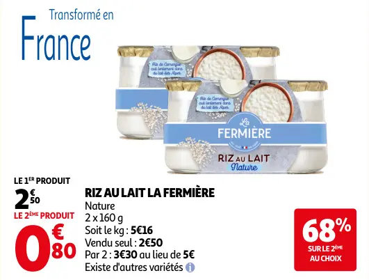 Offre: Riz au lait