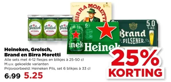 Aanbieding: Heineken, Grolsch, Brand en Birra Moretti