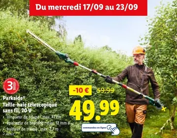 Offre: Taille-haie télescopique sans fil