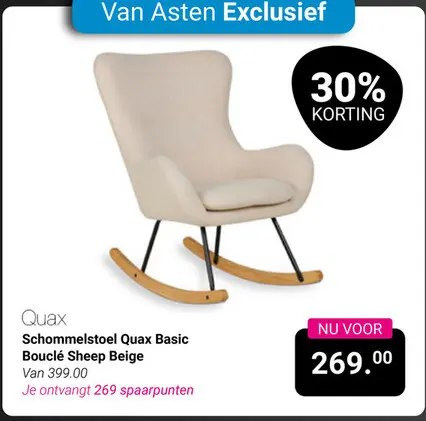 Aanbieding: Schommelstoel Quax Basic Bouclé Sheep Beige