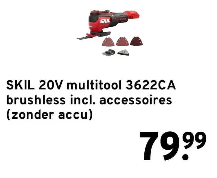 Aanbieding: 20V multitool 3622CA brushless incl. accessoires (zonder accu)