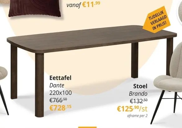 Promotie: Eettafel Dante