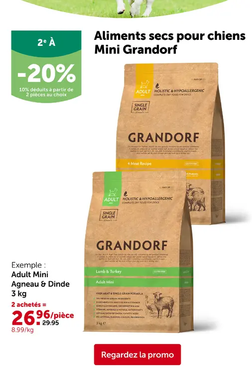 Offre: Aliments secs pour chiens Mini Grandorf