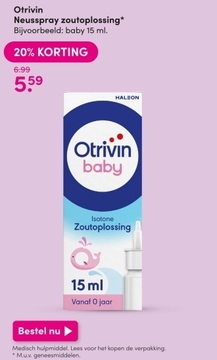 Aanbieding: Otrivin Neusspray zoutoplossing baby