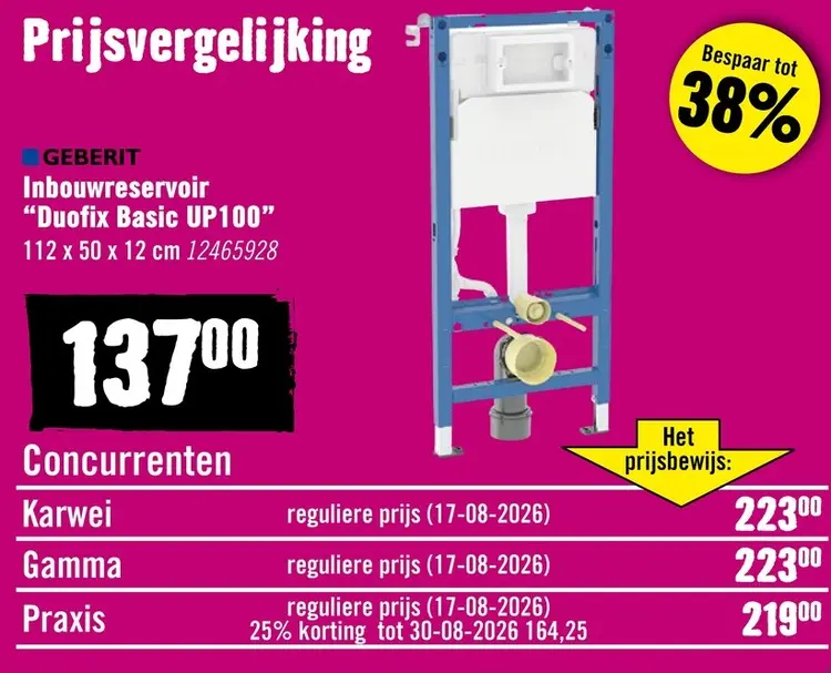 Aanbieding: Inbouwreservoir Duofix Basic UP100 112 x 50 x 12 cm