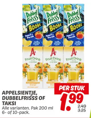 Aanbieding: Appelsientje, DUBBELFRISSS of TAKSI