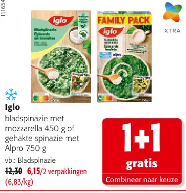 Promotie: Bladspinazie met mozzarella of gehakte spinazie met Alpro