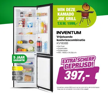Aanbieding: Inventum KV1808B Koel-vriescombinatie