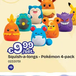 Aanbieding: Squish-a-longs - Pokemon 4-Pack