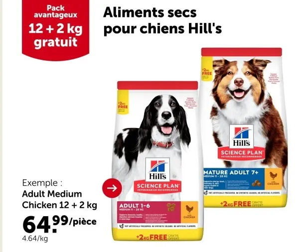 Offre: Aliments secs pour chiens Hill's Adult Medium
