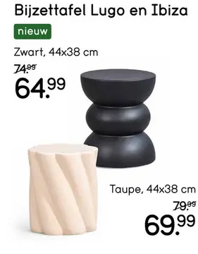 Aanbieding: Bijzettafel Lugo - zwart - 44xØ38 cm