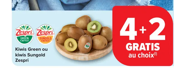 Offre: Kiwis Green ou kiwis Sungold