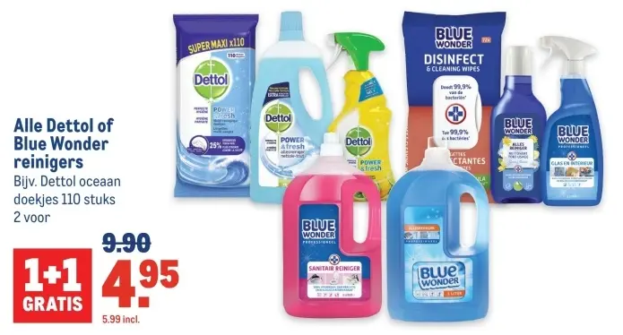 Aanbieding: Alle Dettol of Blue Wonder reinigers